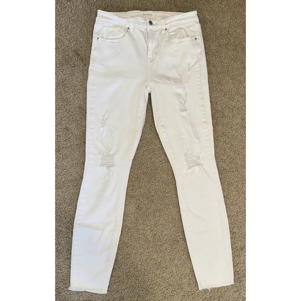 Pacsun Mid-Rise Skinniest Ankle Jegging Womens Stretch White Jeans Size 27 27x26